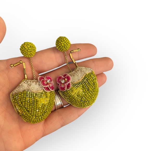127 Deepa Gurnani Coconut Water Earrings in Green - Picture 7 of 9